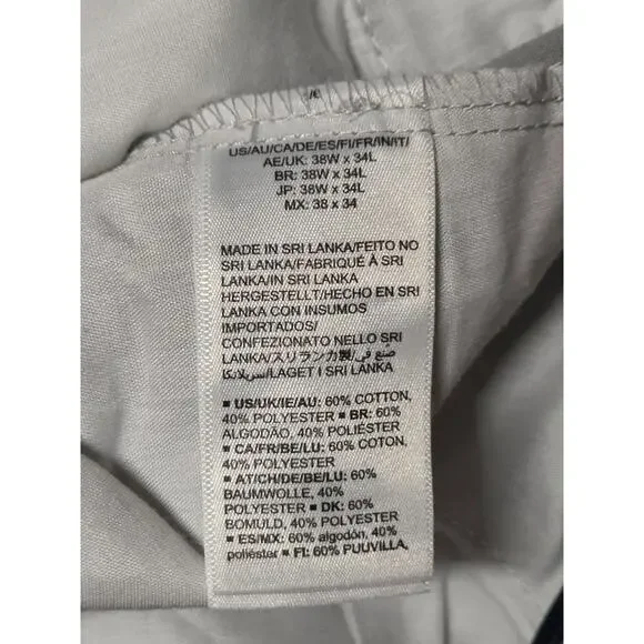 Amazon Essentials Mens Pants 38x34 Light Gray Chino Flat Front Straight Leg - Picture 3 of 5